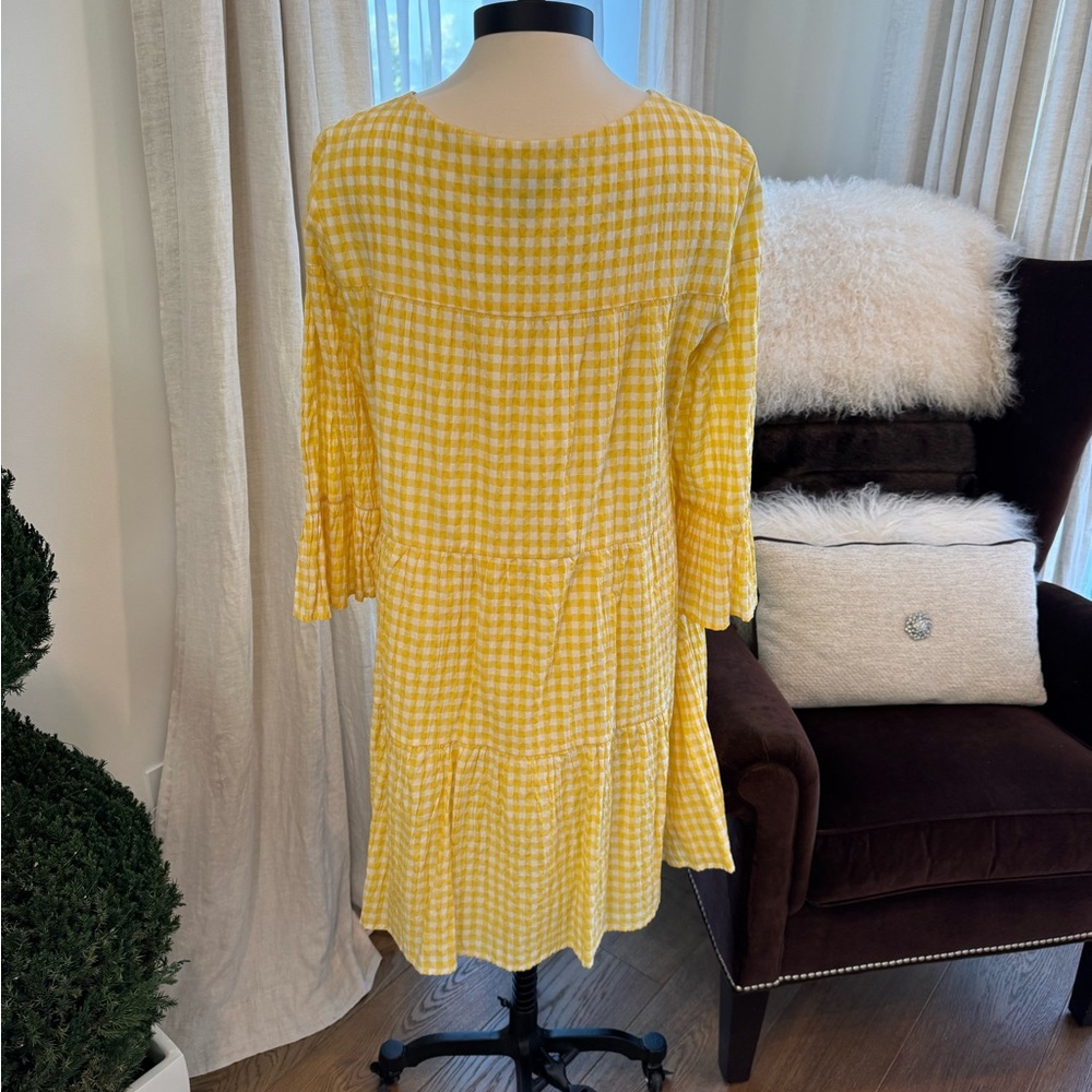 Maggy London Yellow & White Gingham Swing Dress - Size 18 - Picture 5 of 7